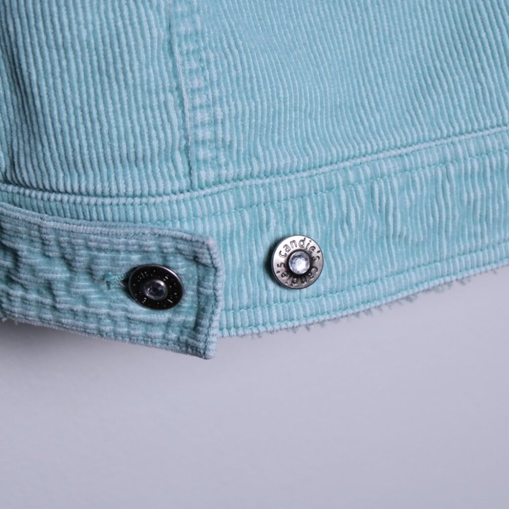 Candies Teal Corduroy Jacket with Rhinestone Buttons Kids Medium - Picture 15 of 16